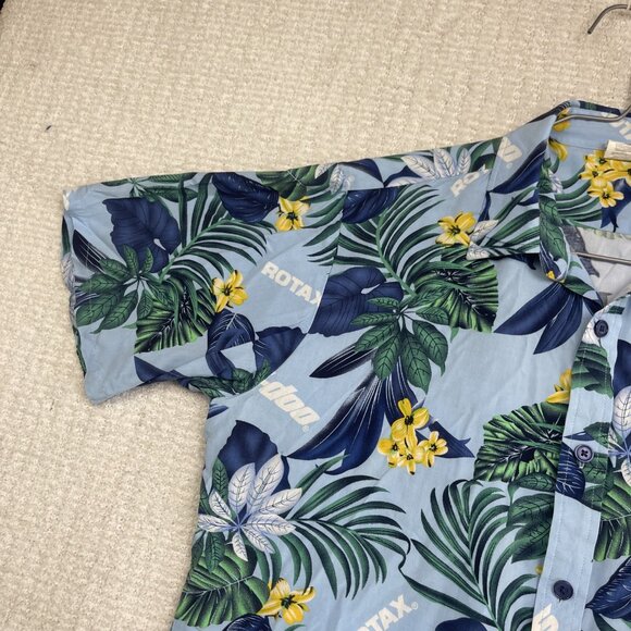 Ski-Doo Blue Button Shirt Men's M Bombardier Club Floral Hawaiian Shirt Summer - Picture 3 of 16